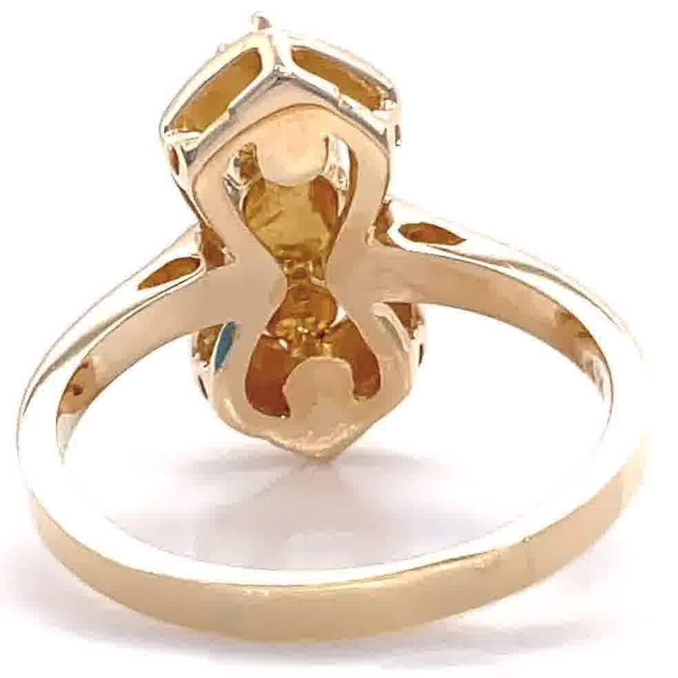 Women's Vintage Victorian Inspired Three Stone Diamond Gold Enamel Ring