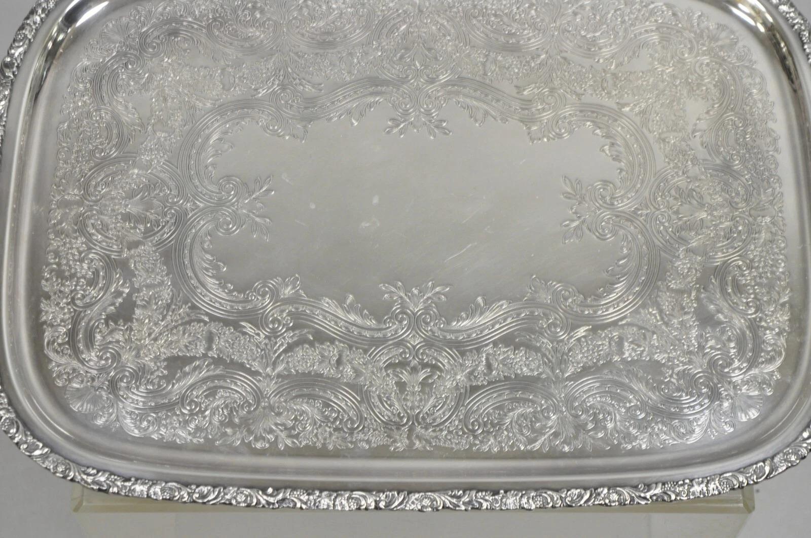Vintage Victorian International Silver Co Silver Plated Bar Serving Platter Tray 1