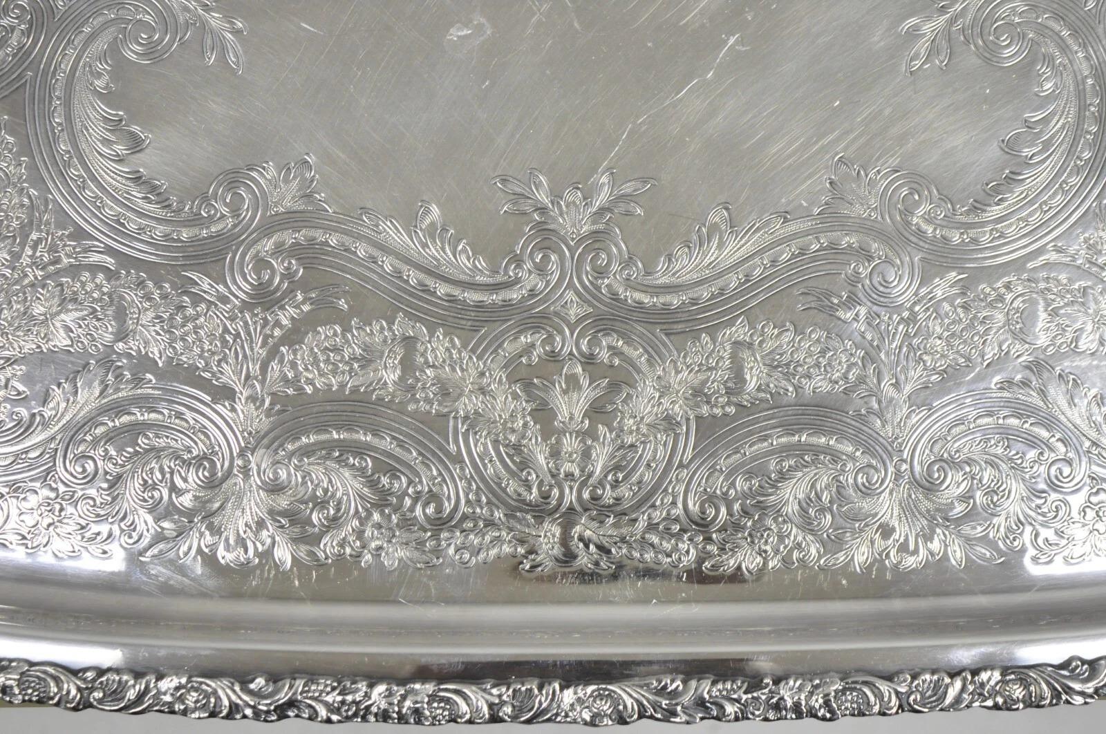 Vintage Victorian International Silver Co Silver Plated Bar Serving Platter Tray 2