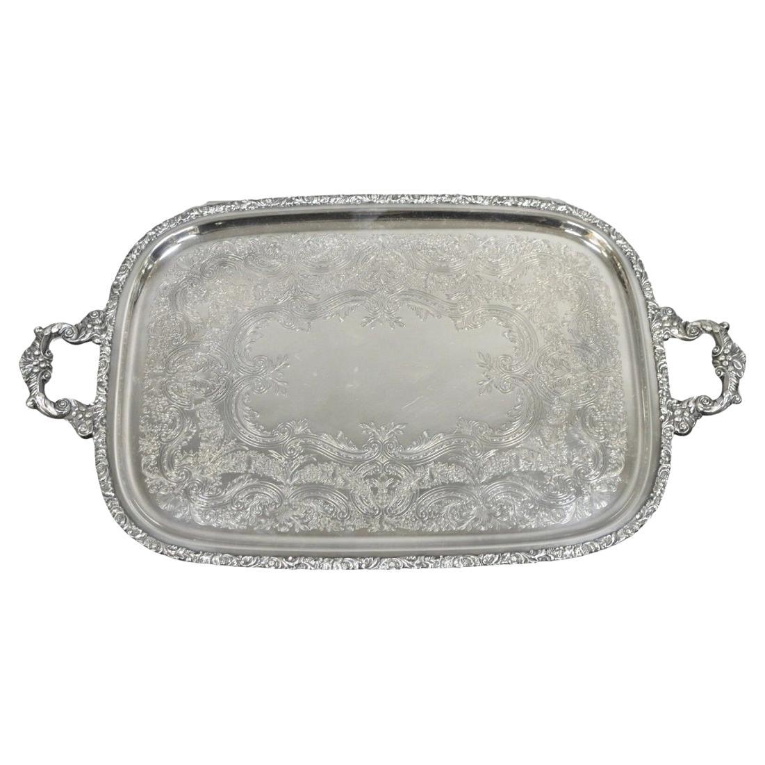 Vintage Victorian International Silver Co Bandeja plateada para servir en barra