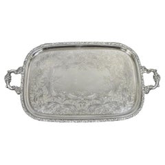Antique Victorian International Silver Co Silver Plated Bar Serving Platter Tray