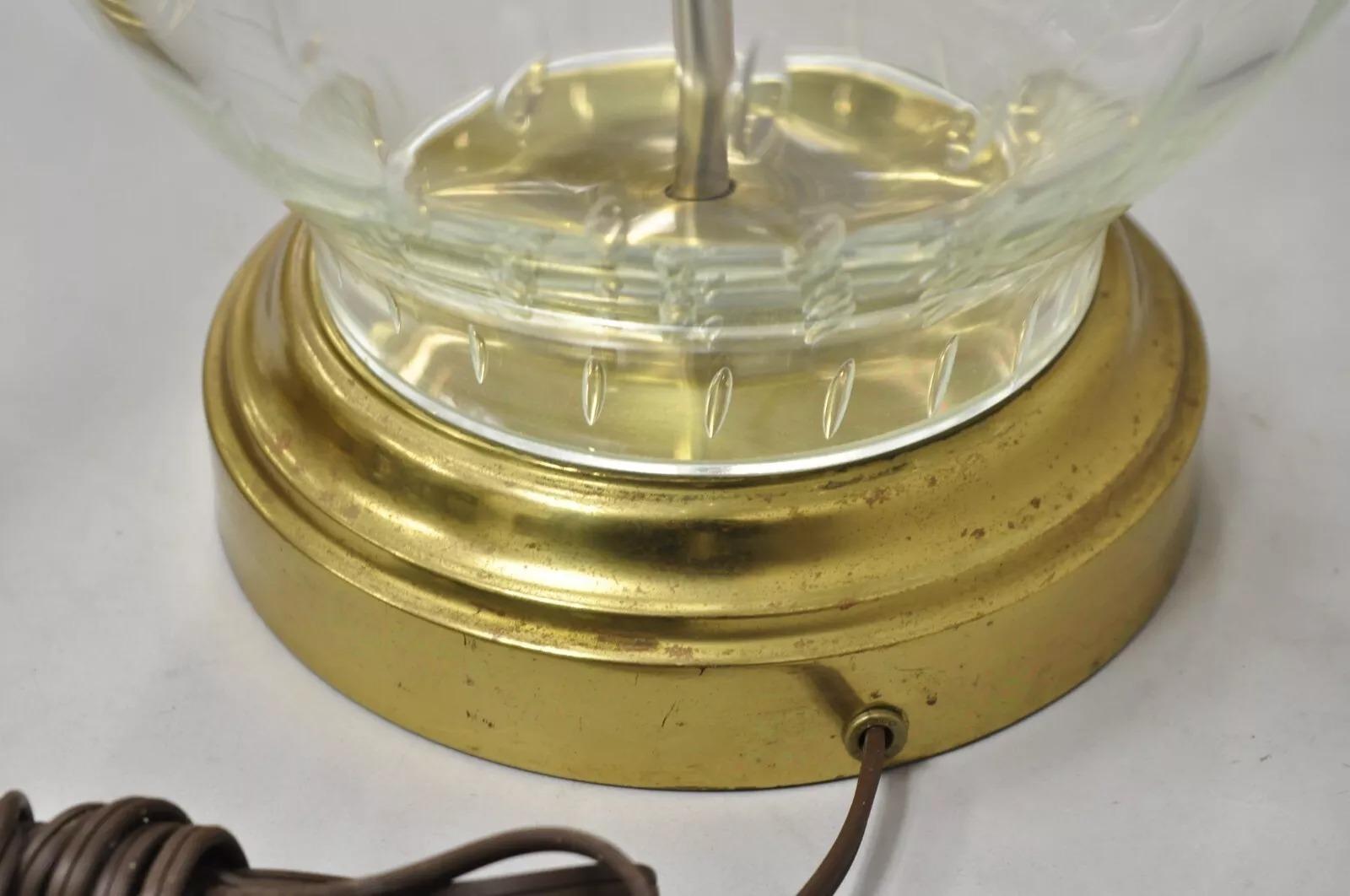 Vintage Victorian Lantern Style Shapely Bubble Glass Table Lamps - a Pair For Sale 5
