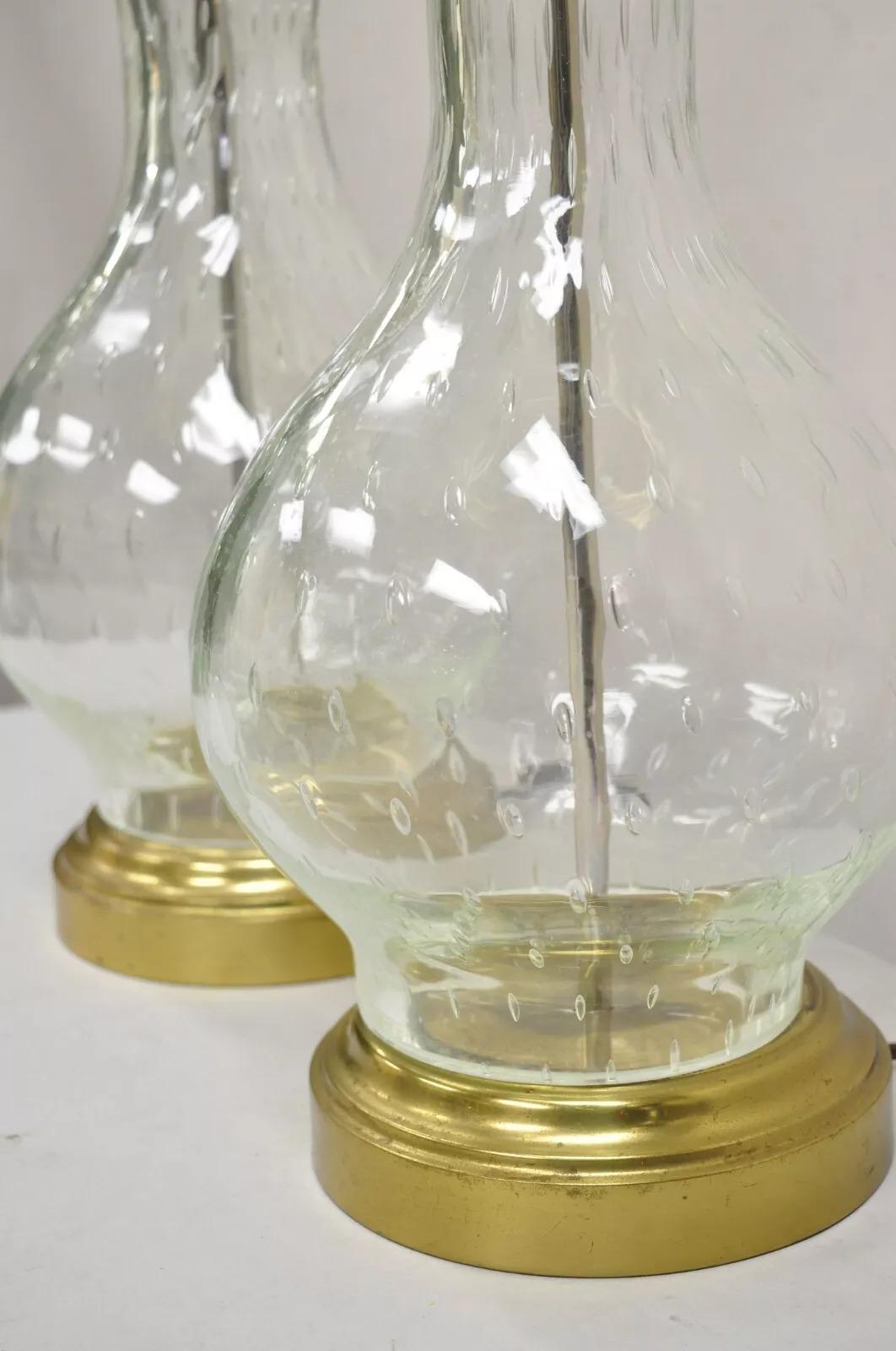 Unknown Vintage Victorian Lantern Style Shapely Bubble Glass Table Lamps - a Pair For Sale