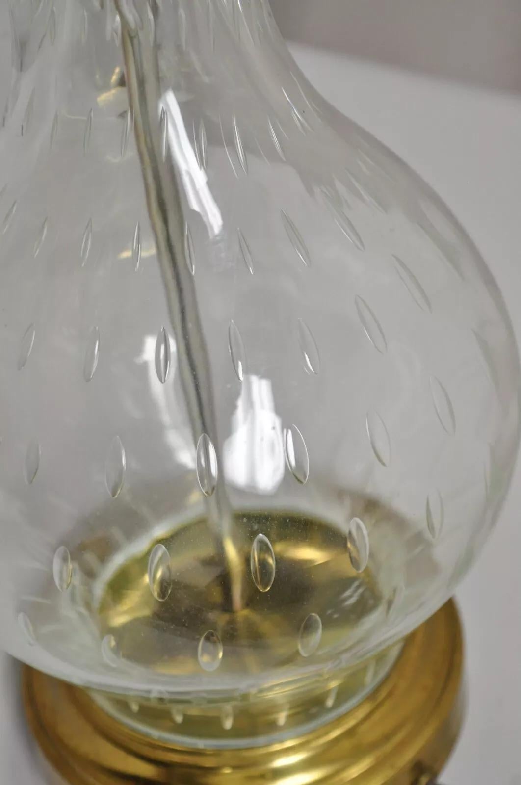 Vintage Victorian Lantern Style Shapely Bubble Glass Table Lamps - a Pair In Good Condition For Sale In Philadelphia, PA
