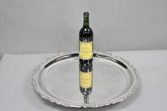 Vintage Victorian Large 21" Round Silver Plated Serving Platter Tray Japan, Pair