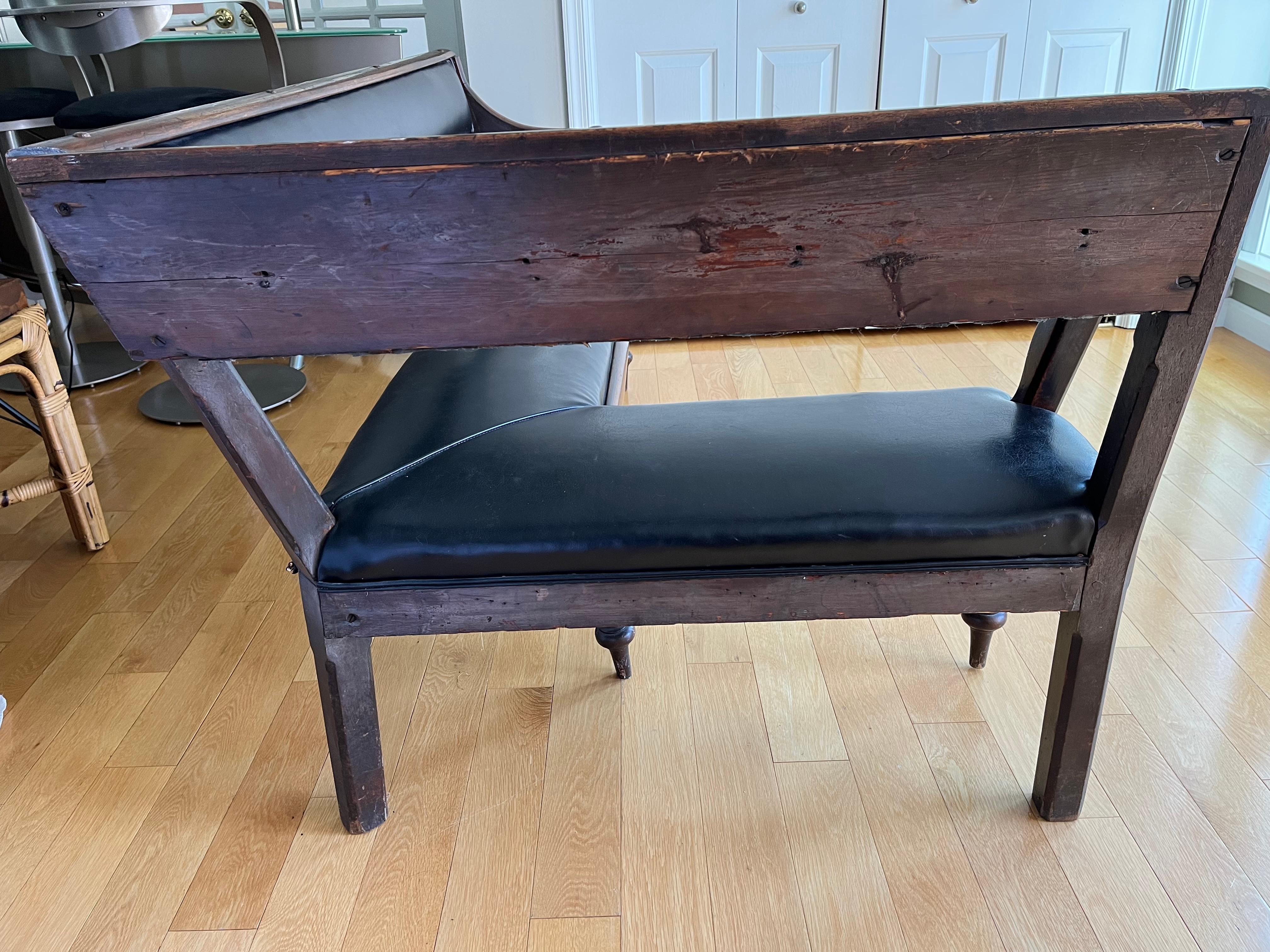 Vintage Leather Banquette/Bench, Early 1900s 8