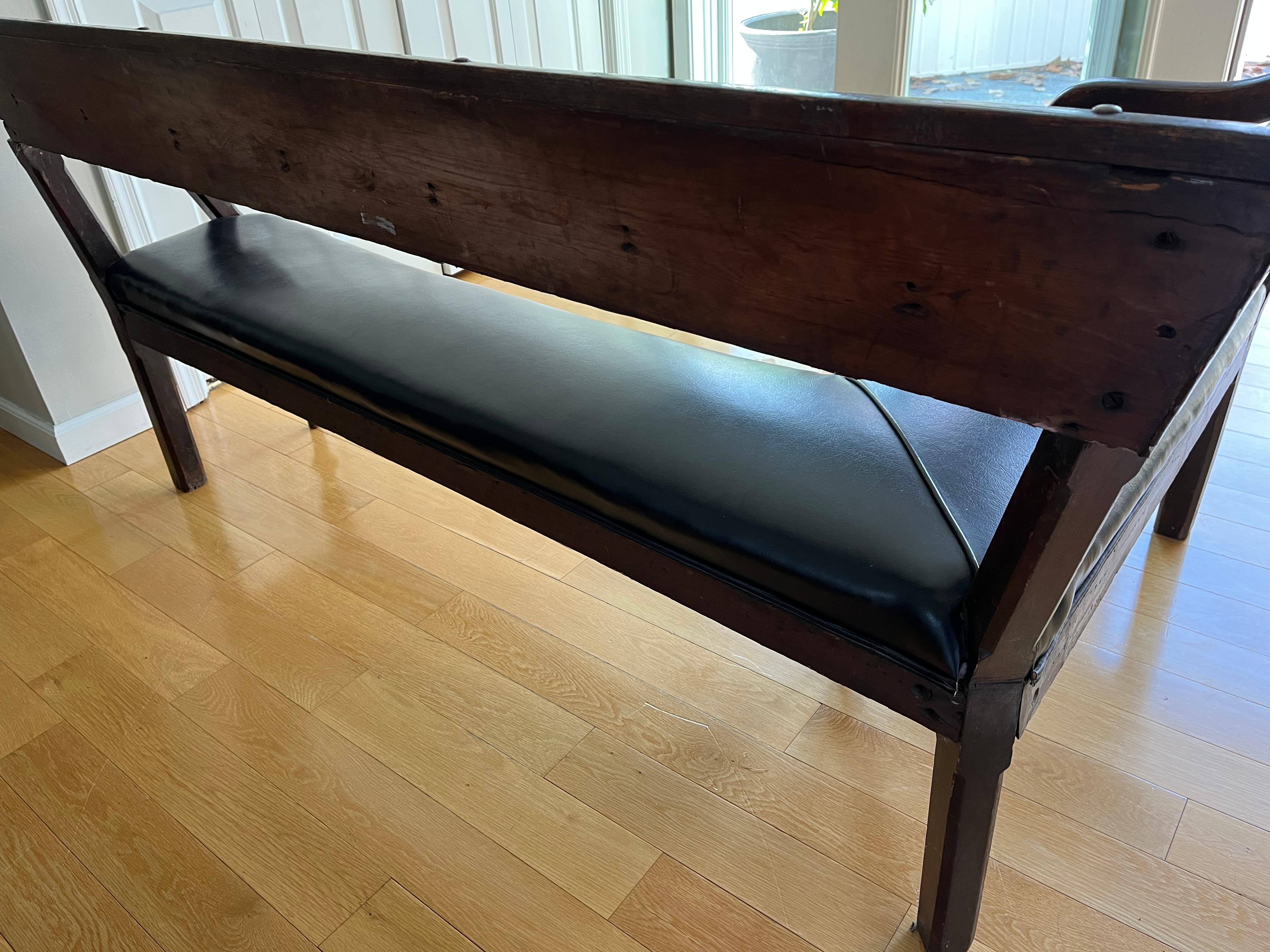 Vintage Leather Banquette/Bench, Early 1900s 9