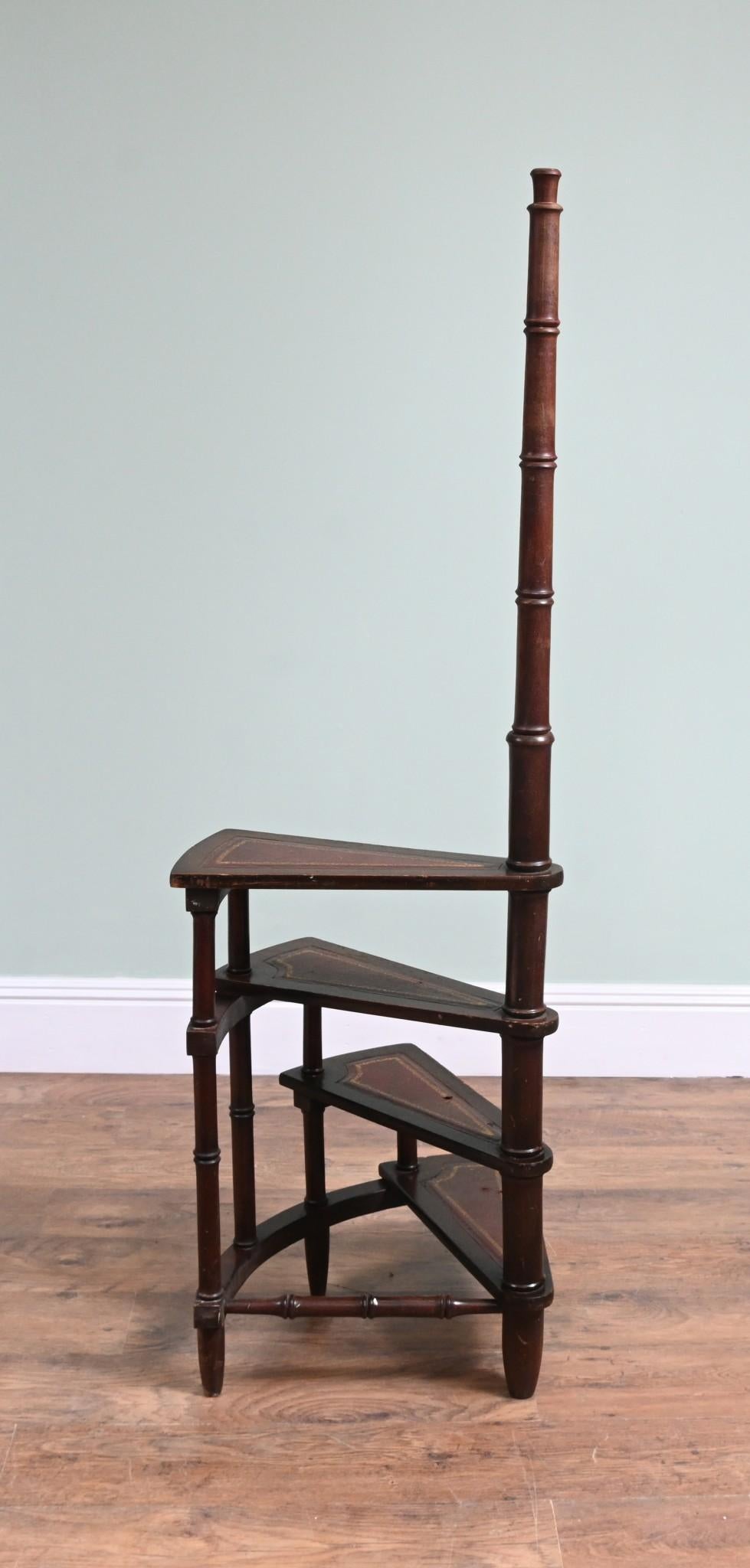 Late 20th Century Vintage Victorian Library Steps Mahogany