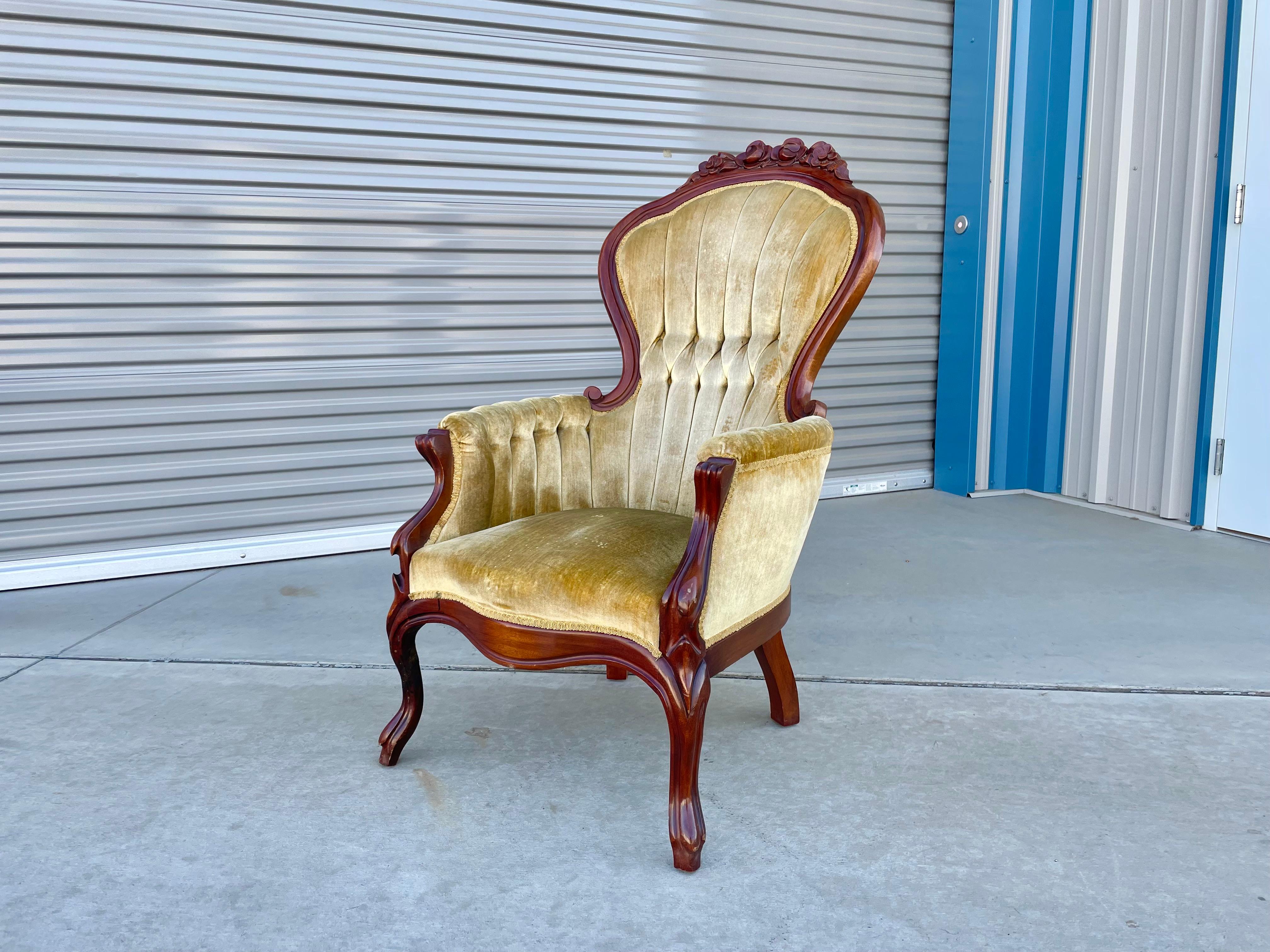Mid-Century Modern Vintage Victorian Lounge Chairs Styled After Kimball