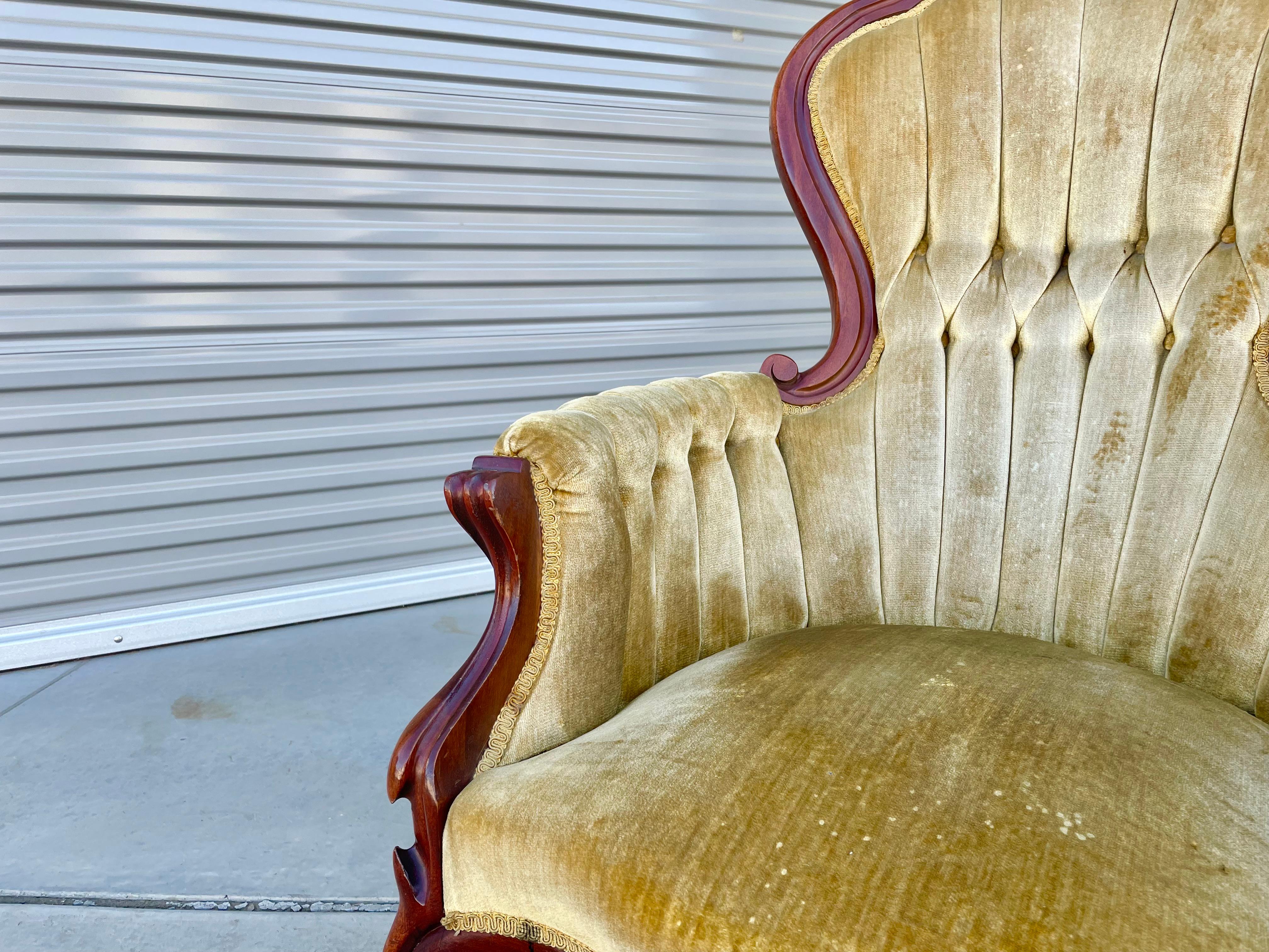 Mid-20th Century Vintage Victorian Lounge Chairs Styled After Kimball