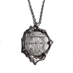 Vintage Victorian Love Token Wax Seal Coin Pendant in Sterling Silver "FHH"