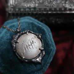 Vintage Victorian Love Token Wax Seal Coin Pendant in Sterling Silver