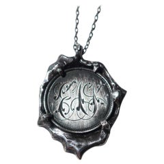 Vintage Victorian Love Token Wax Seal Coin Pendant in Sterling Silver