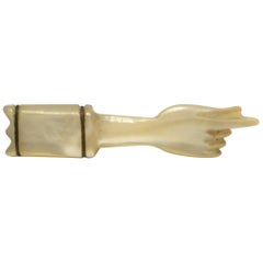 Vintage Victorian Mother of Pearl Pointing Hand Brooch