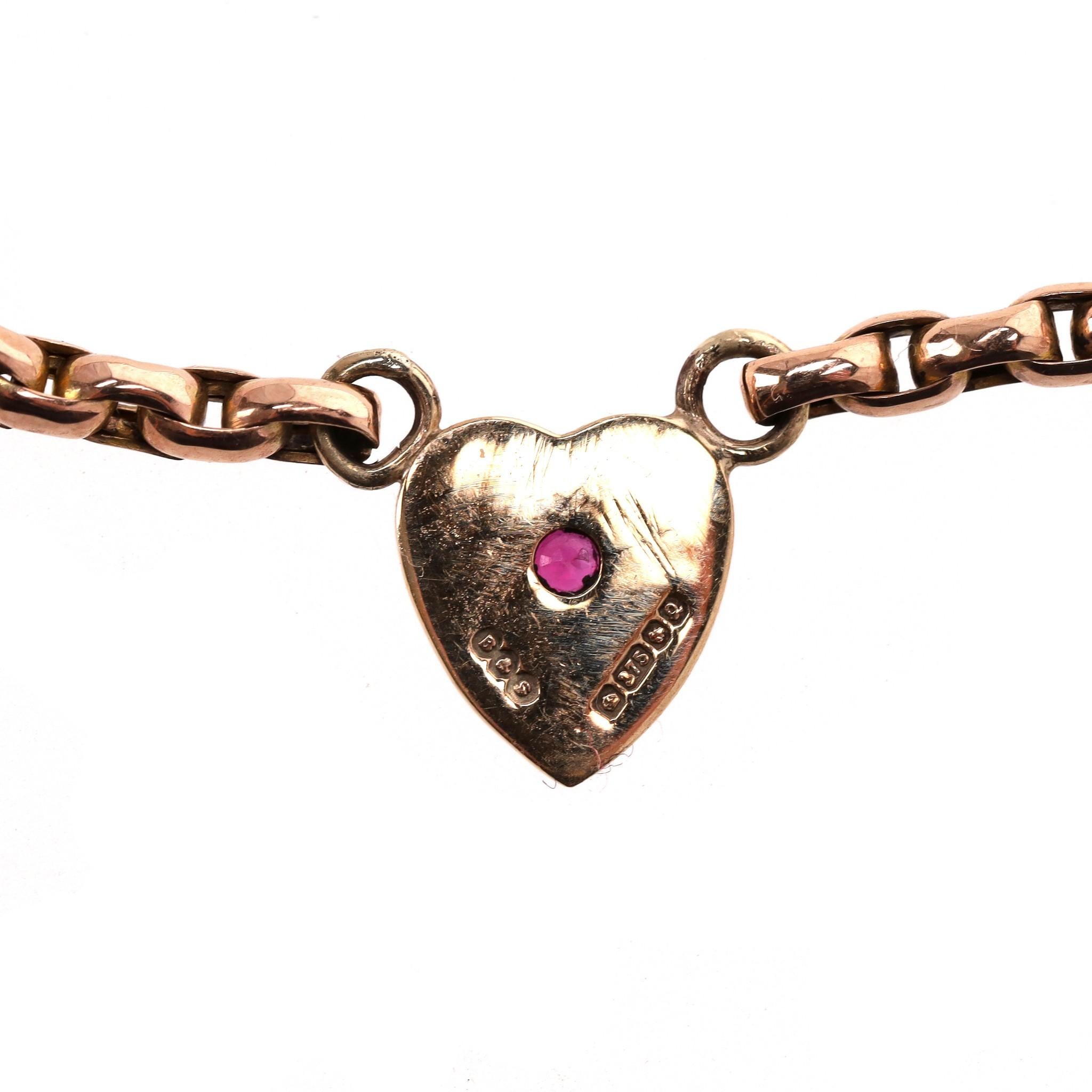 Women's Vintage - Victorian Multi Charm Necklace 15ct Gold With Rubies, Sapphires & Pear For Sale