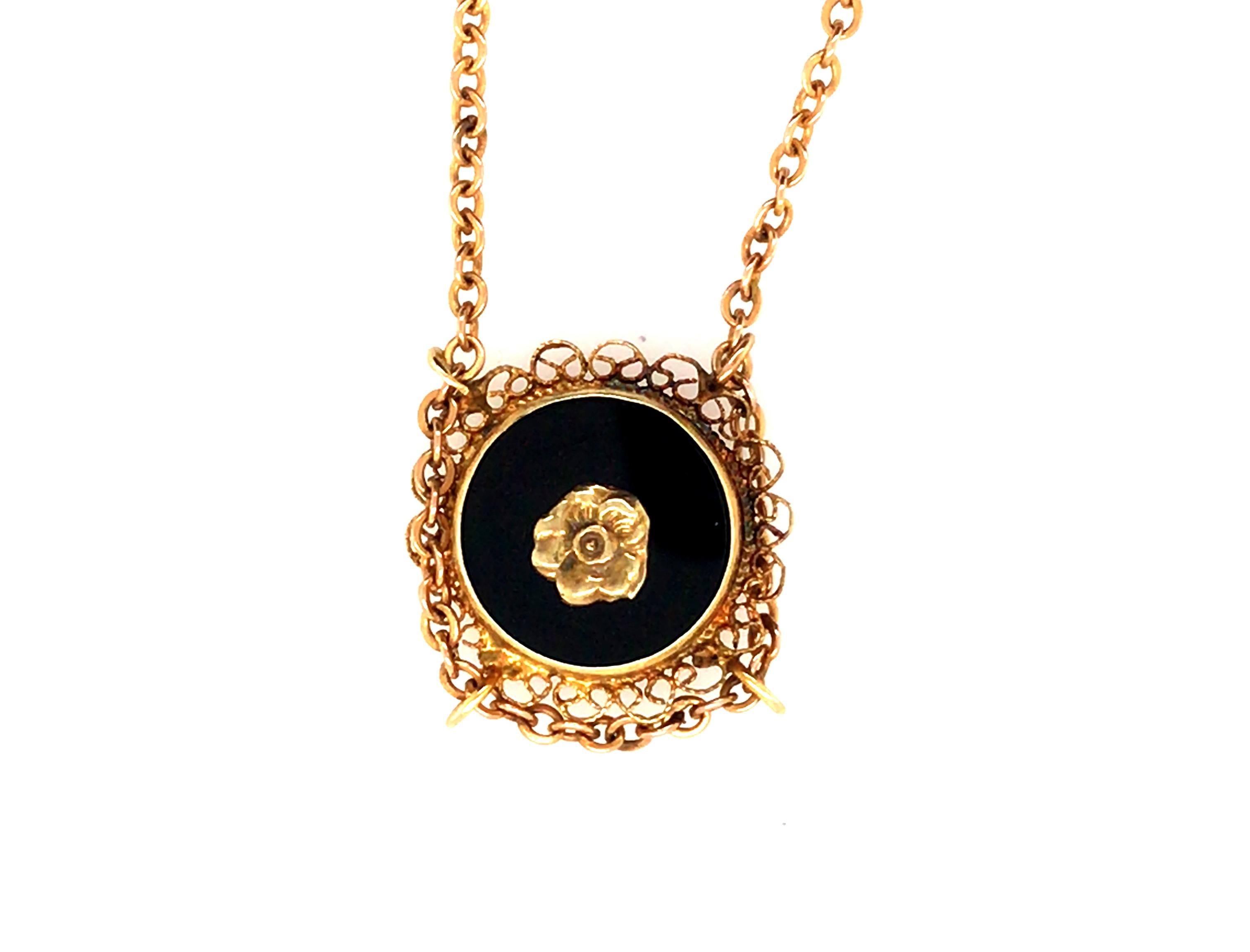 Women's Victorian Onyx Pearl Necklace Double Pendant 14K Gold Antique Original 1890s For Sale