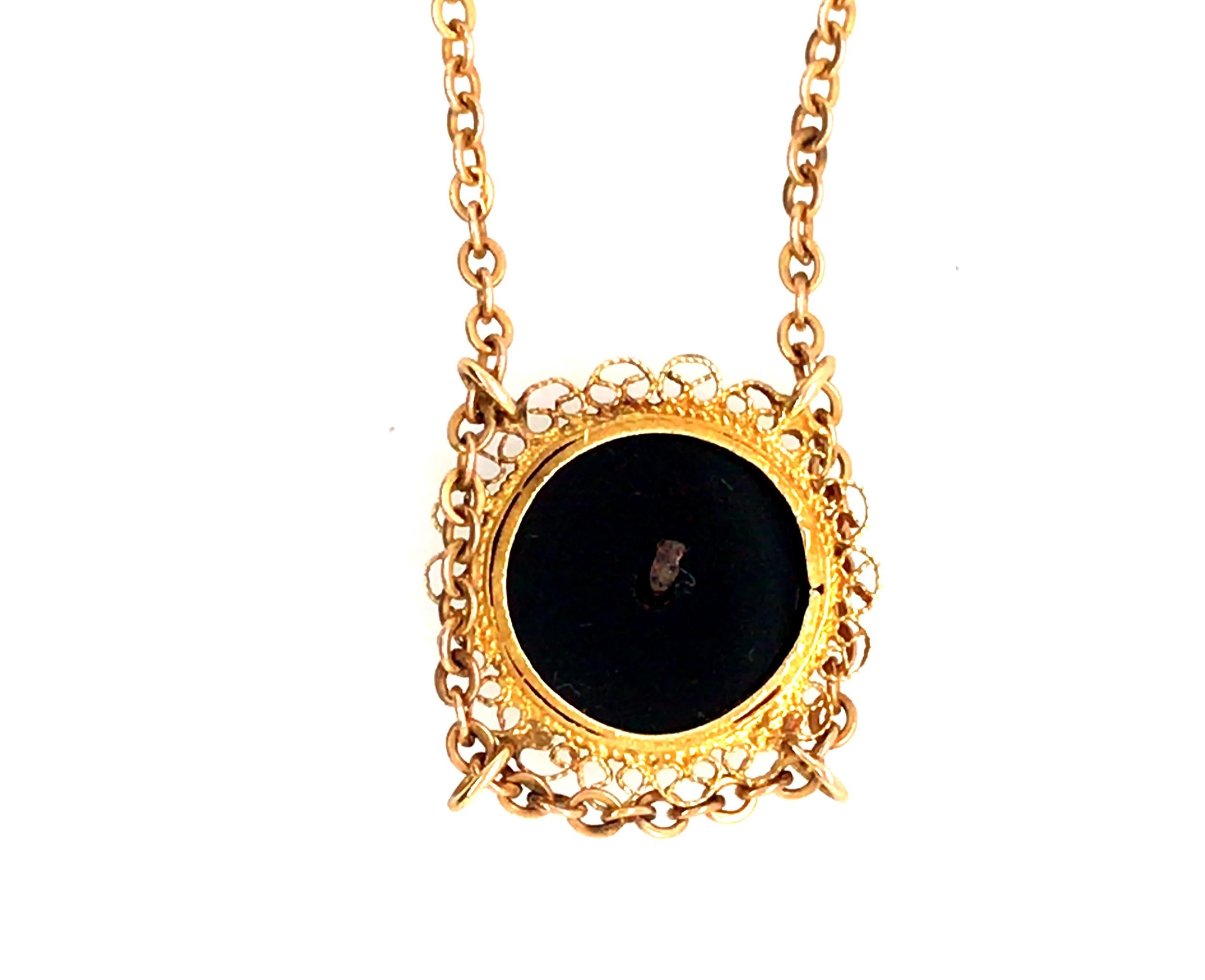 Victorian Onyx Pearl Necklace Double Pendant 14K Gold Antique Original 1890s For Sale 2