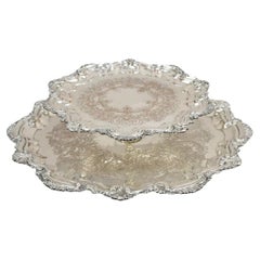 Vintage Victorian Ornate Silver Plated 2 Tier Lazy Susan Serving Platter