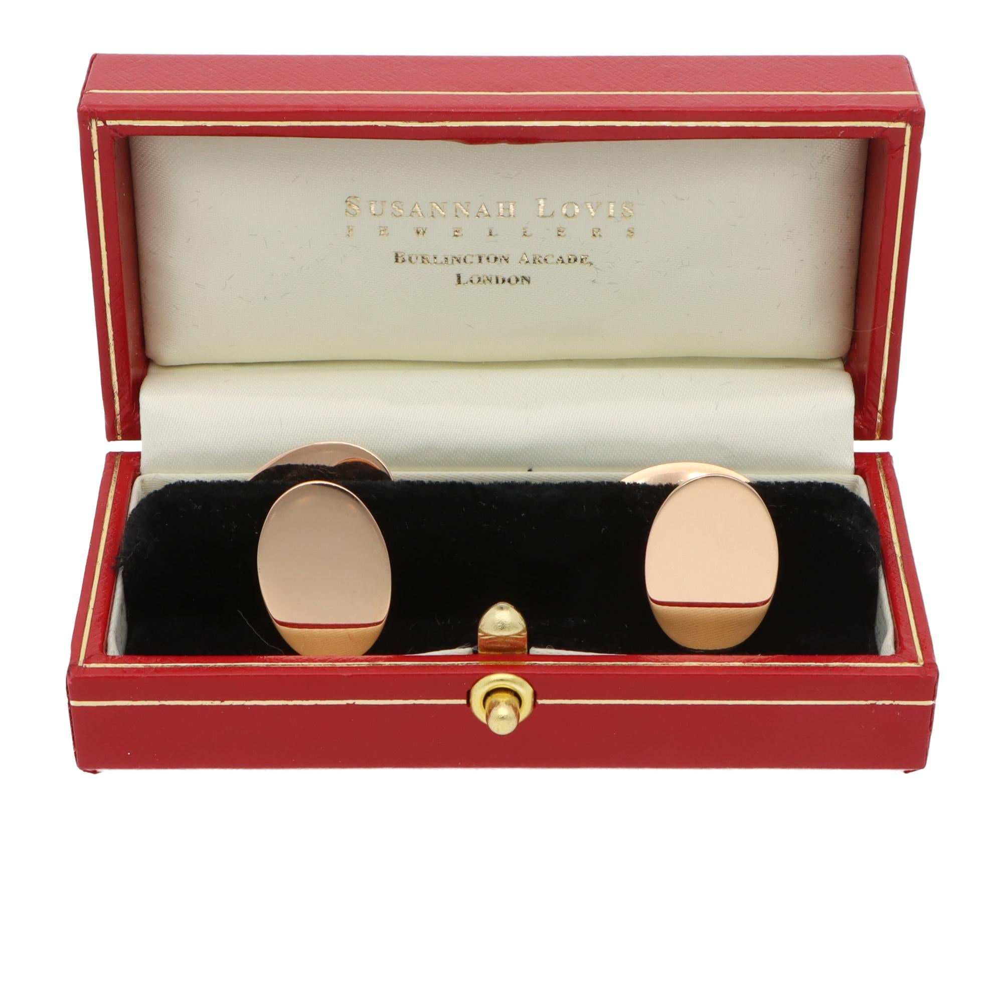 Viktorianische Manschettenknöpfe mit ovaler Kette in Rose Gold im Zustand „Hervorragend“ im Angebot in London, GB