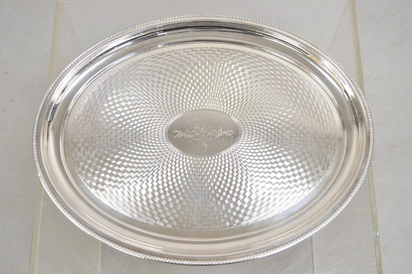 Bandeja ovalada vintage victoriana con grabado de rosas plateado de Best Silverplate en venta 3