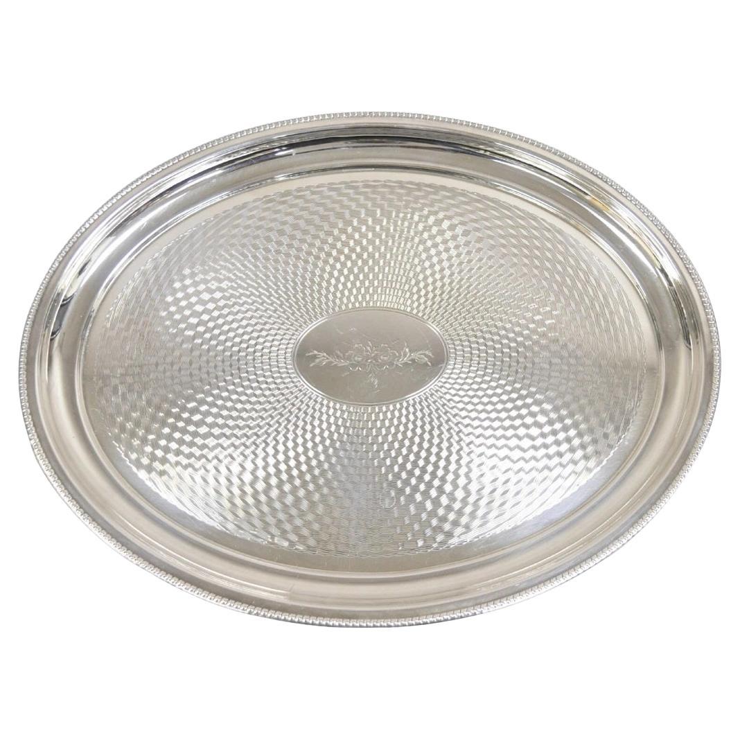 Bandeja ovalada vintage victoriana con grabado de rosas plateado de Best Silverplate en venta