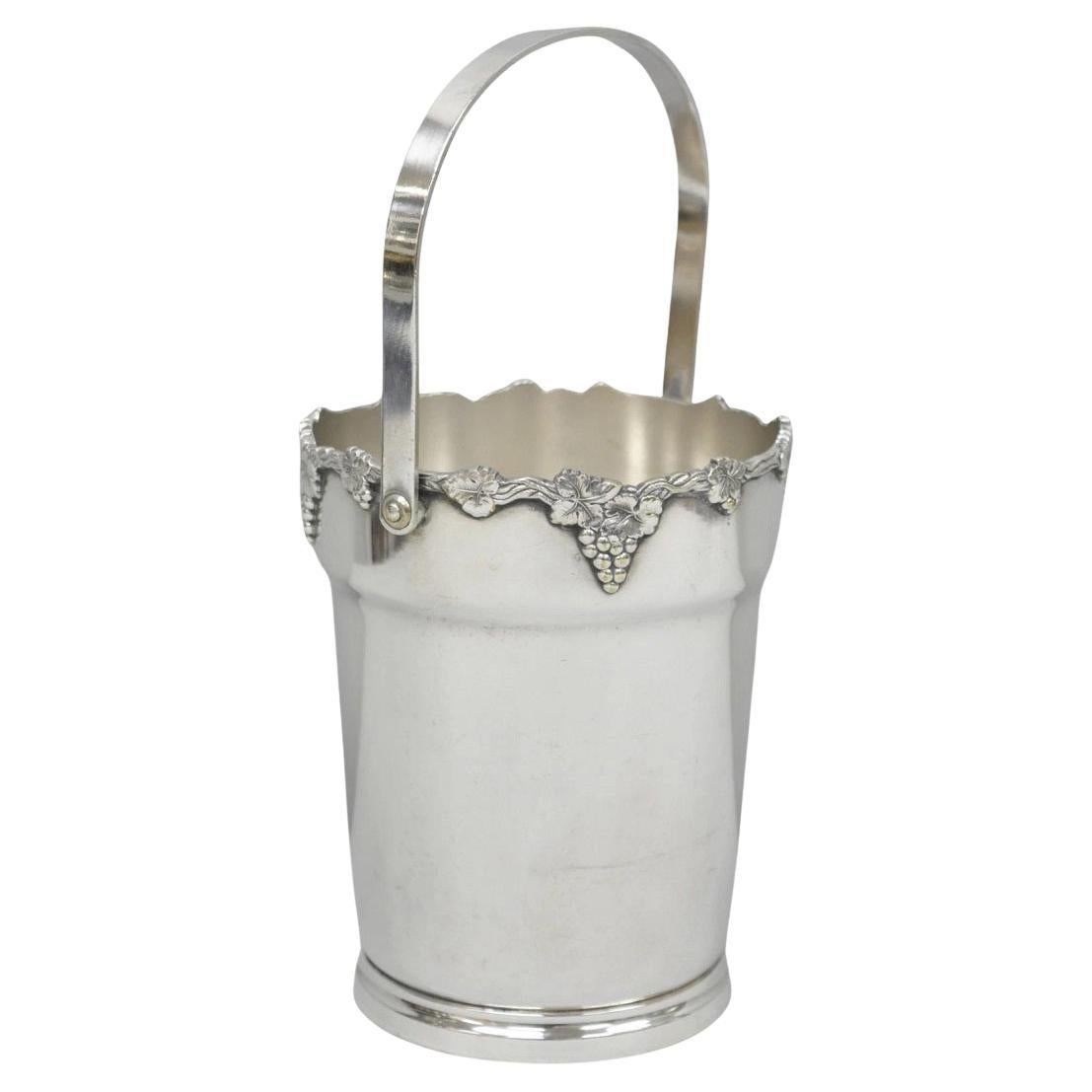 Vintage By 90 Silver Plated Small Bar Champagne Ice Bucket w Handle (Seau à glace à champagne avec poignée)