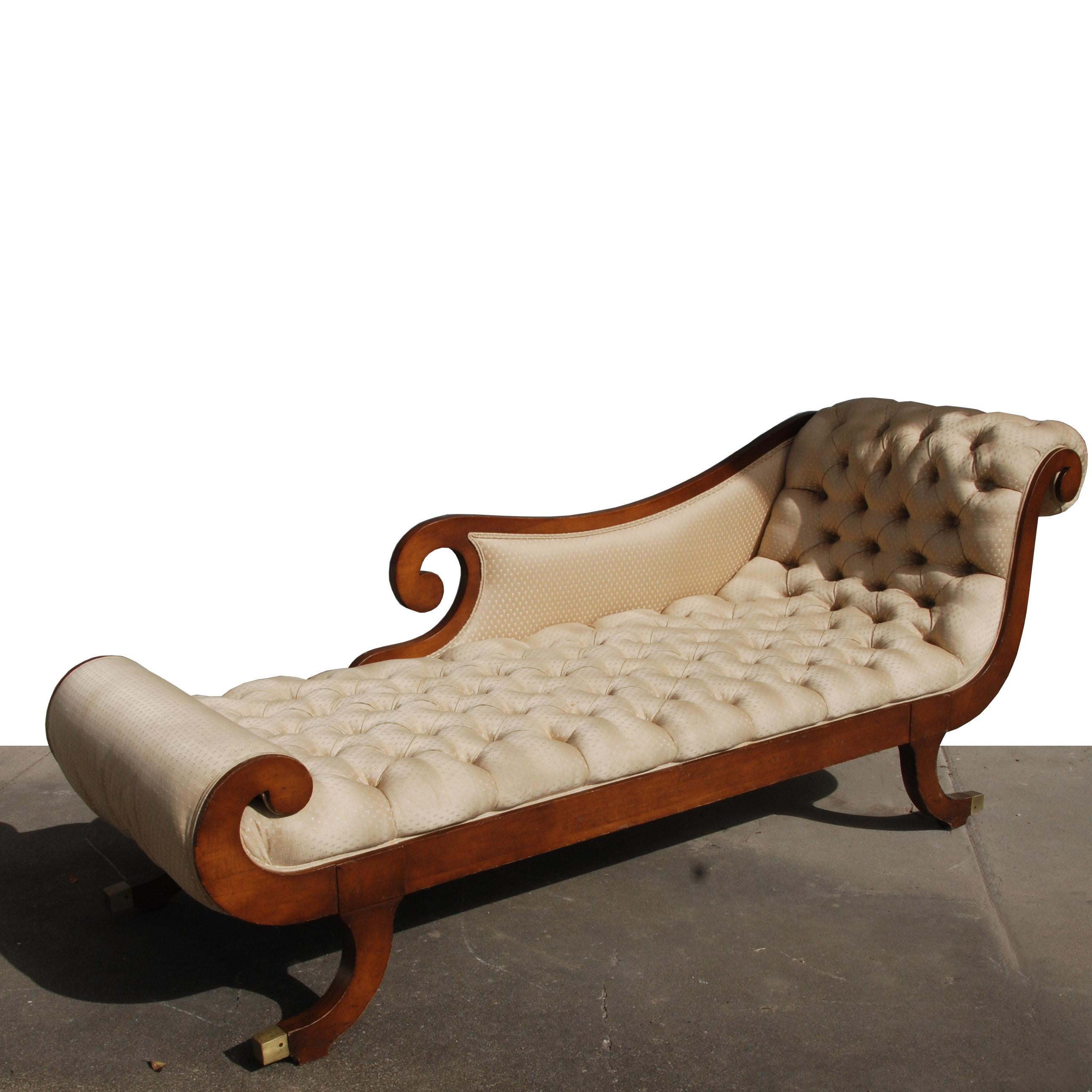 Vintage Victorian Récamier Daybed Right Facing Arm In Good Condition In Pasadena, TX