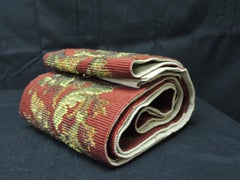 Vintage Victorian Red and Gold Glass Beaded Needlework Tapestry Sash