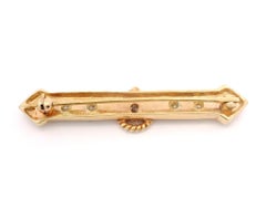 Vintage Victorian Revival 14k Gold 0.55ctw Pear Round Cut Diamond Bar Pin Brooch