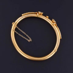 Vintage Victorian Revival Bangle Bracelet of 14k Gold and Diamond