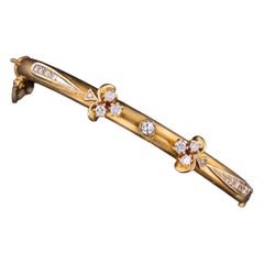 Vintage Victorian Revival Bangle Bracelet of 14k Gold and Diamond