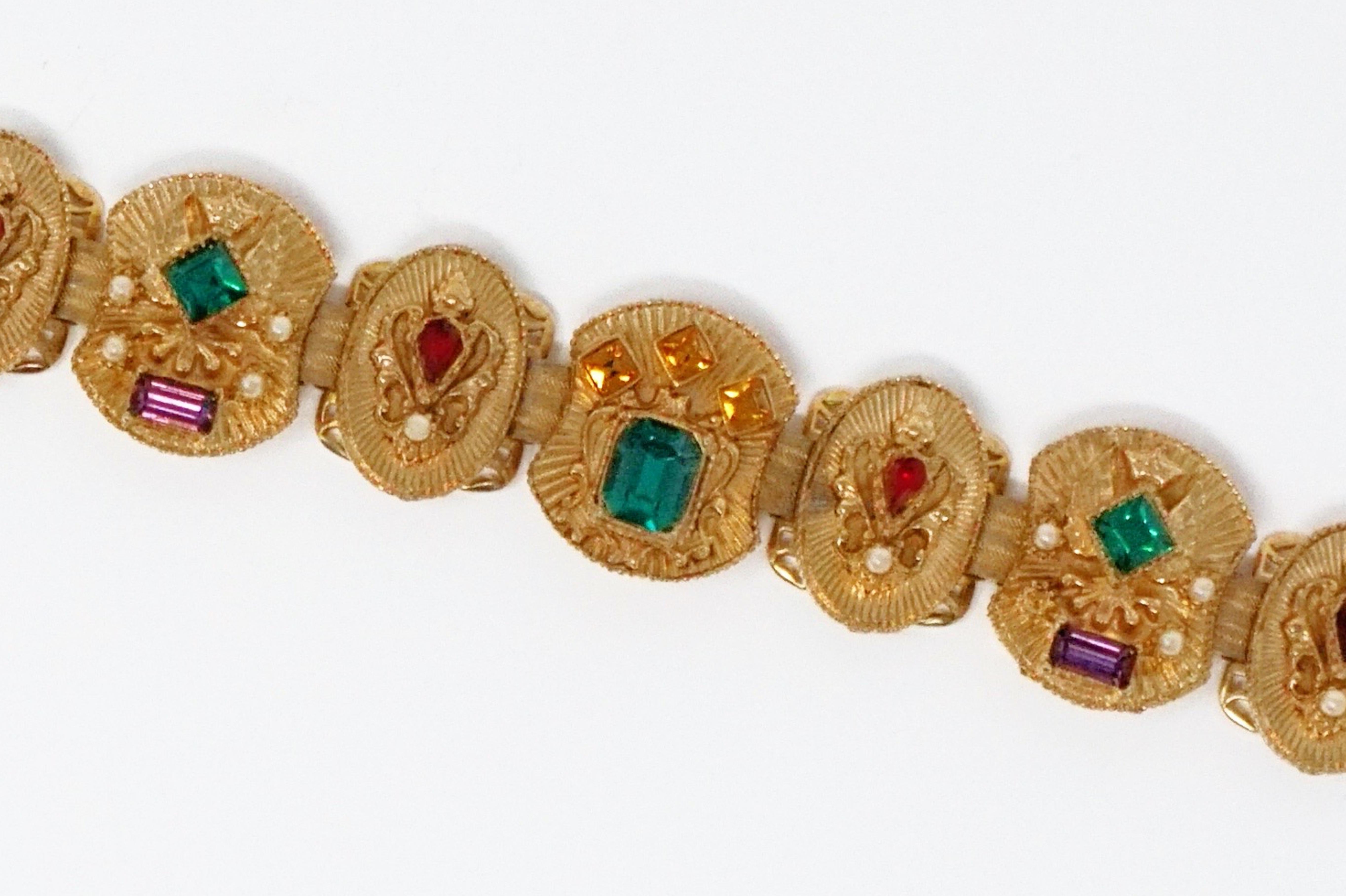 Vintage Victorian Revival Bejeweled Statement Bracelet, circa 1960s 2