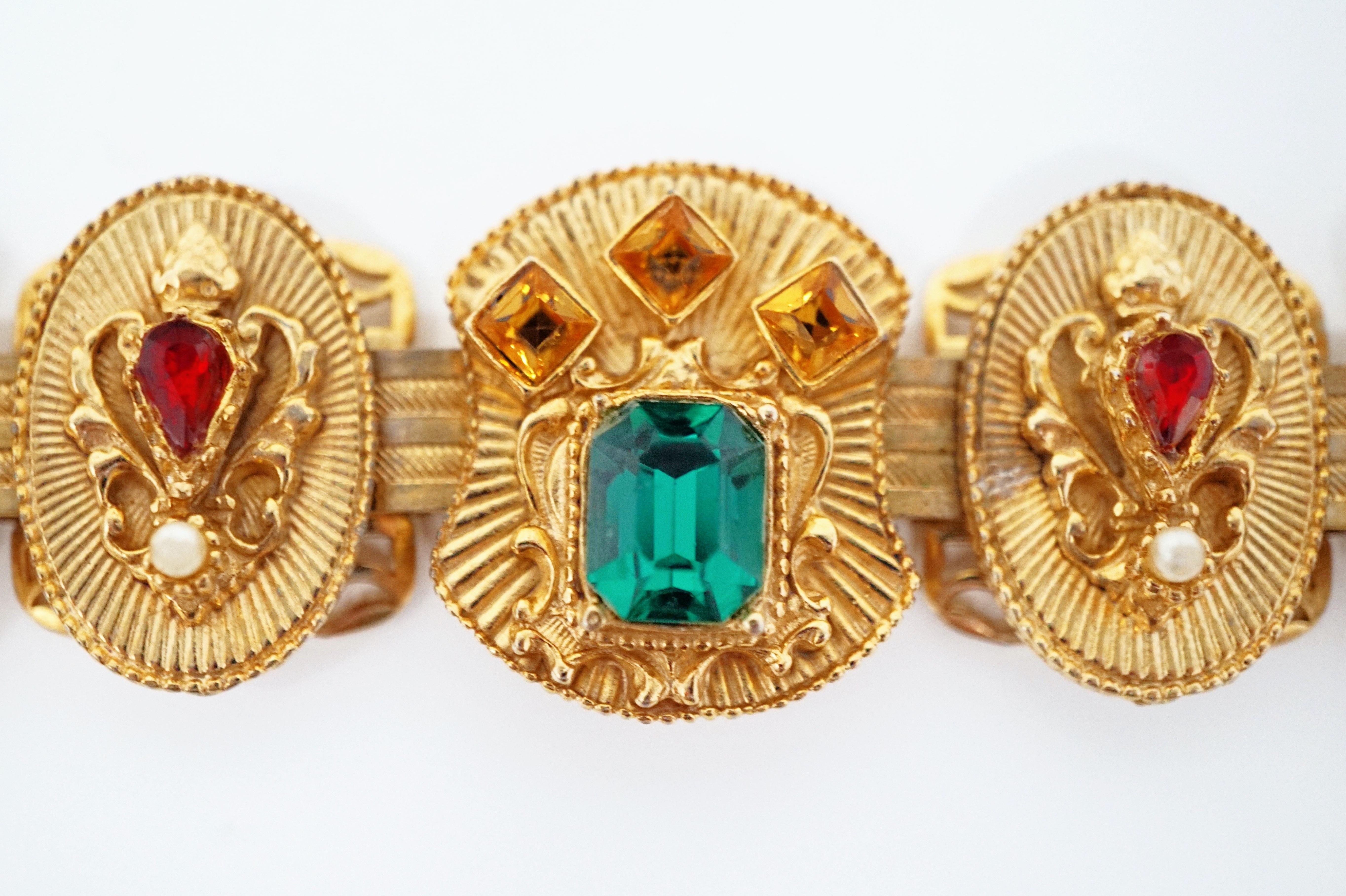 Vintage Victorian Revival Bejeweled Statement Bracelet, circa 1960s 3