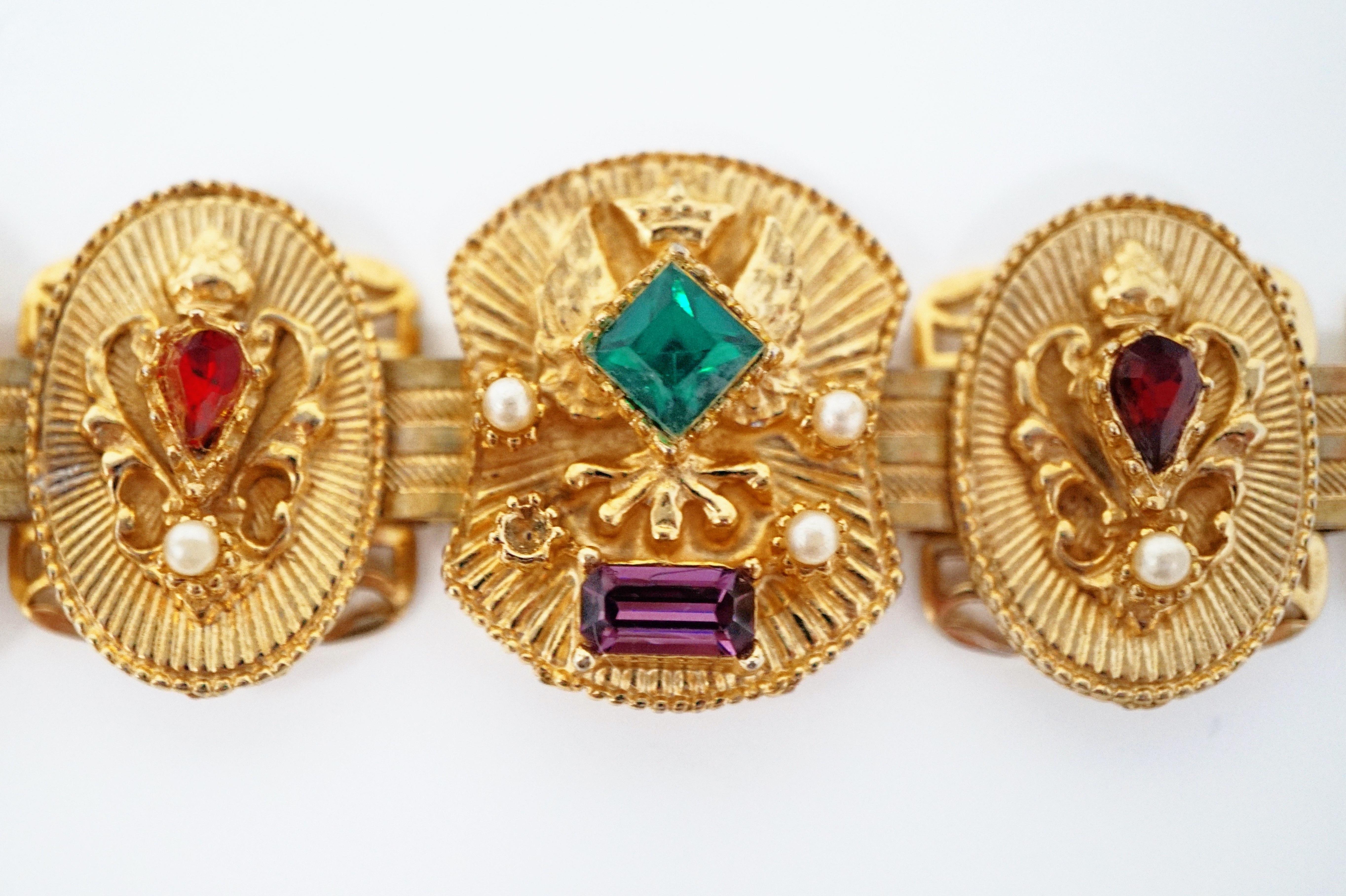 Vintage Victorian Revival Bejeweled Statement Bracelet, circa 1960s 4