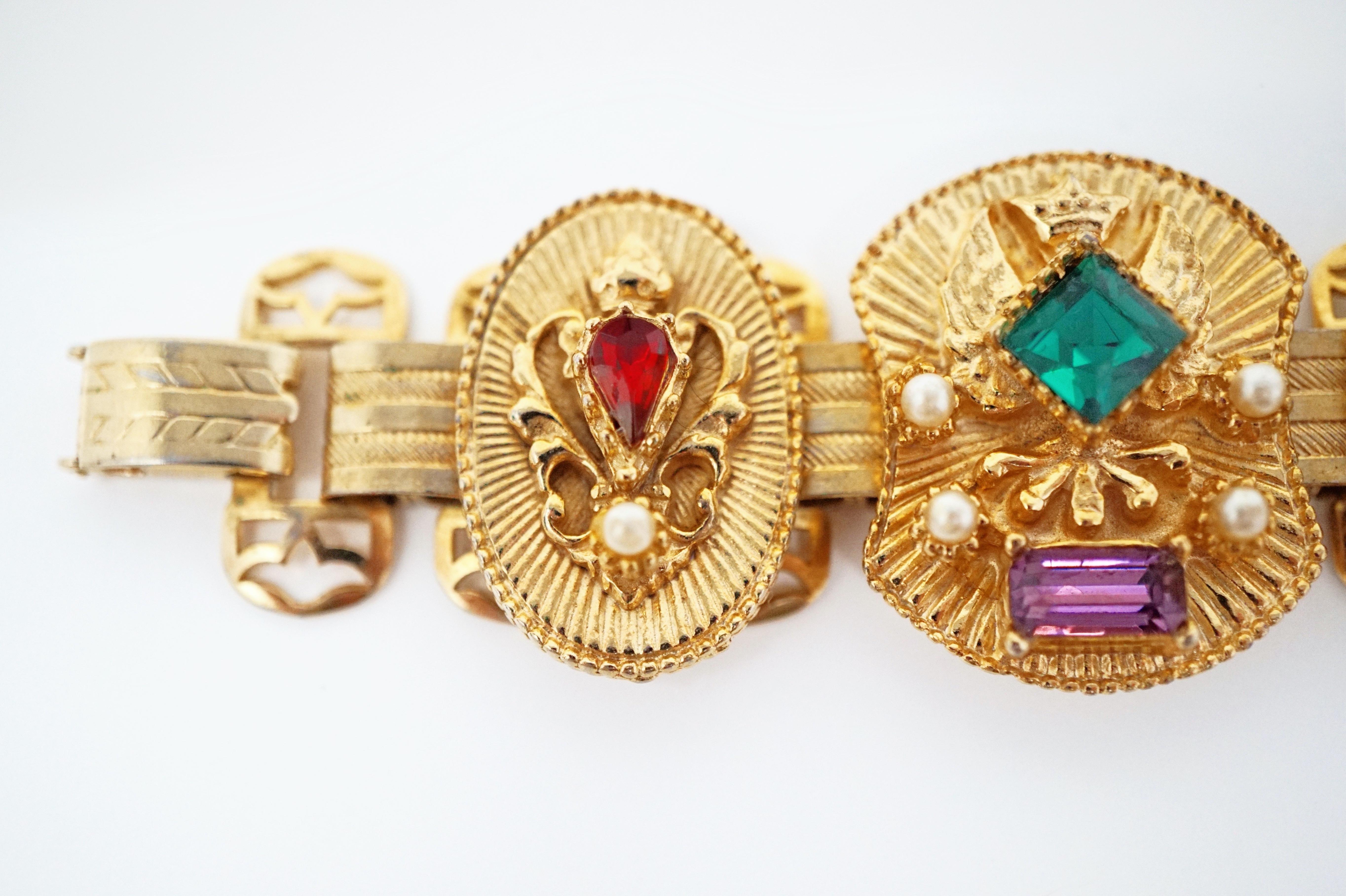 Vintage Victorian Revival Bejeweled Statement Bracelet, circa 1960s 5