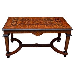Vintage Victorian Revival Marquetry Coffee Table 20th C