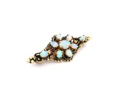 Vintage Victorian Revival Yellow Gold Australian Opal Bead Bar Pin Brooch