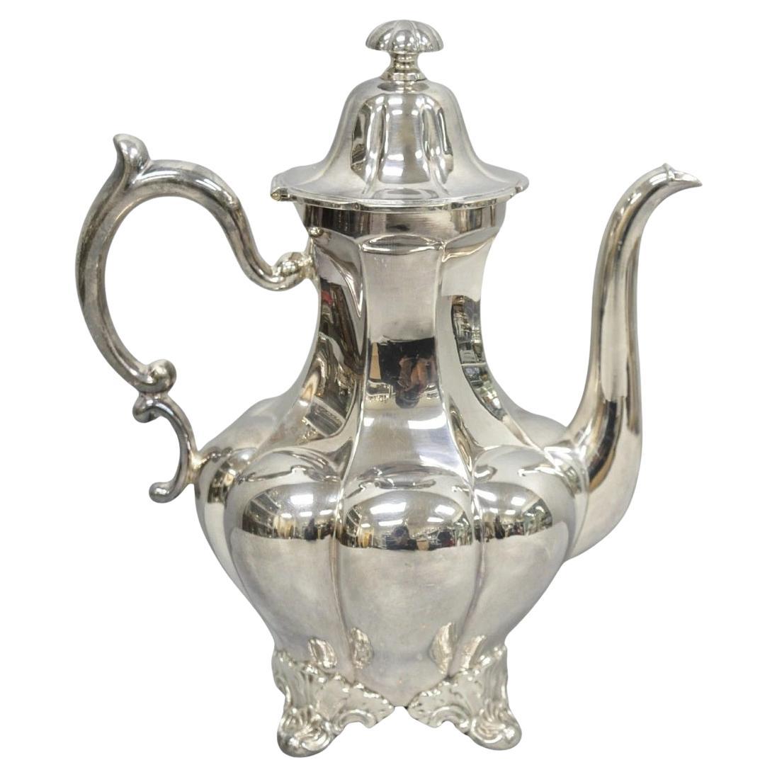 Vintage Victorian Silver Plated Bulbous Footed Tea Pot Tea Kettle en vente