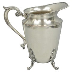 Vintage Victorian Silver Plated Bulbous Footed Water Pitcher w/ Handle by HS