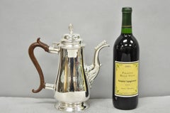 Vintage Victorian Silver Plated Coffee Pot Tea Kettle w/ Carved Wood Handle