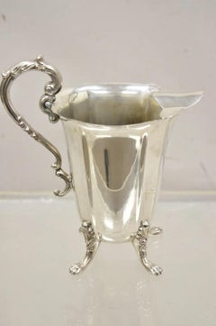 Vintage Victorian Silver Plated Fluted Paw Feet Footed Water Beverage Pitcher