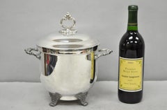 Vintage Victorian Silver Plated Glass Lined Footed and Covered Lidded Bar Ice Bu