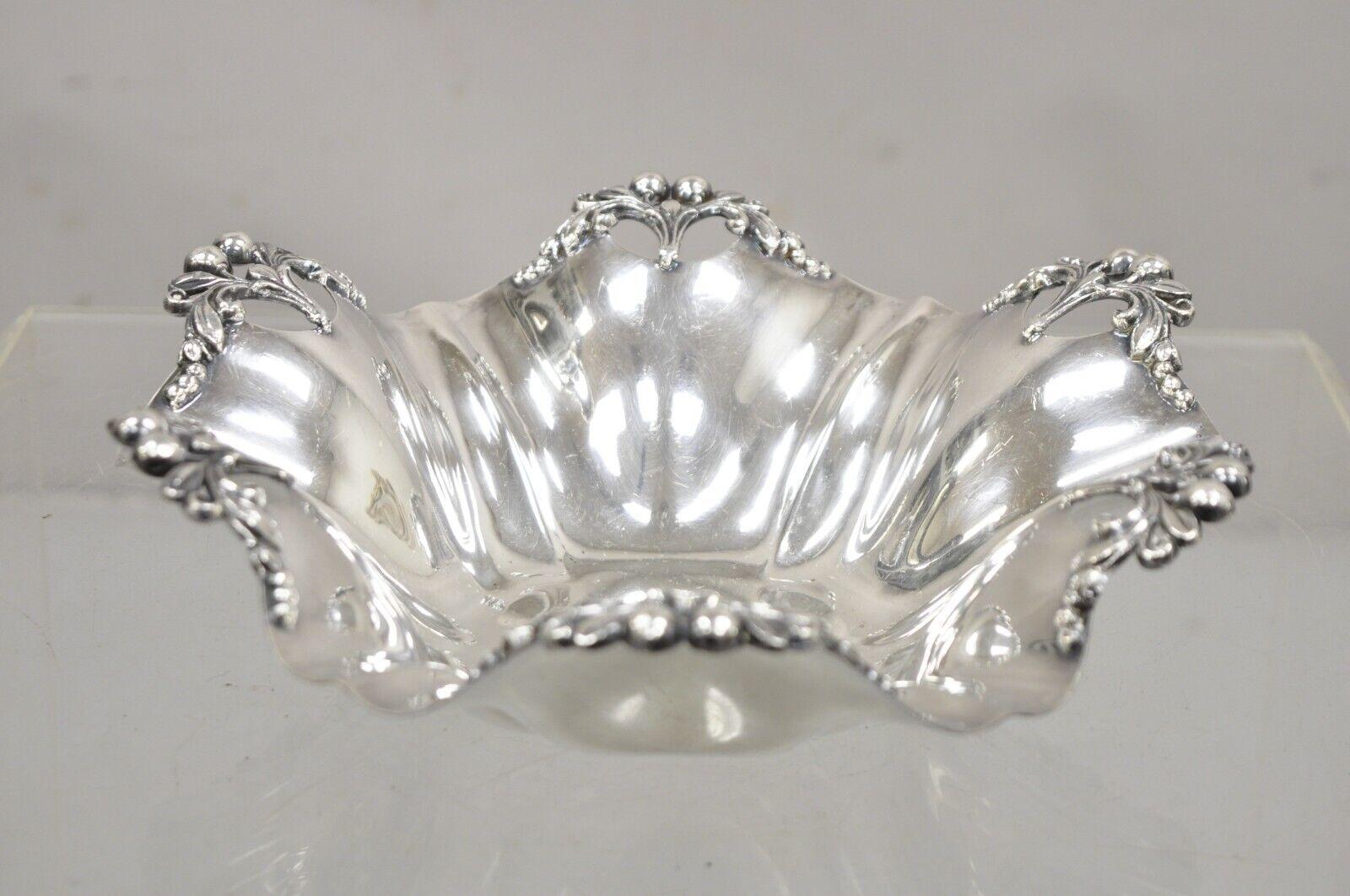 Vintage Victorian Silver Plated Handkerchief Candy Dish Fruit Bowl Berry Design For Sale 6