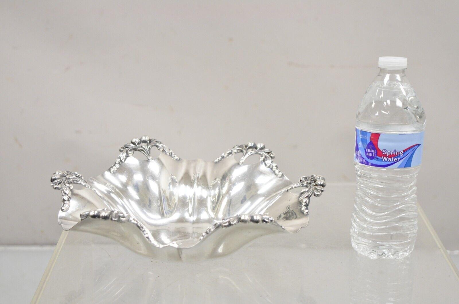 Vintage Victorian Silver Plated Handkerchief Candy Dish Fruit Bowl Berry Design In Good Condition For Sale In Philadelphia, PA