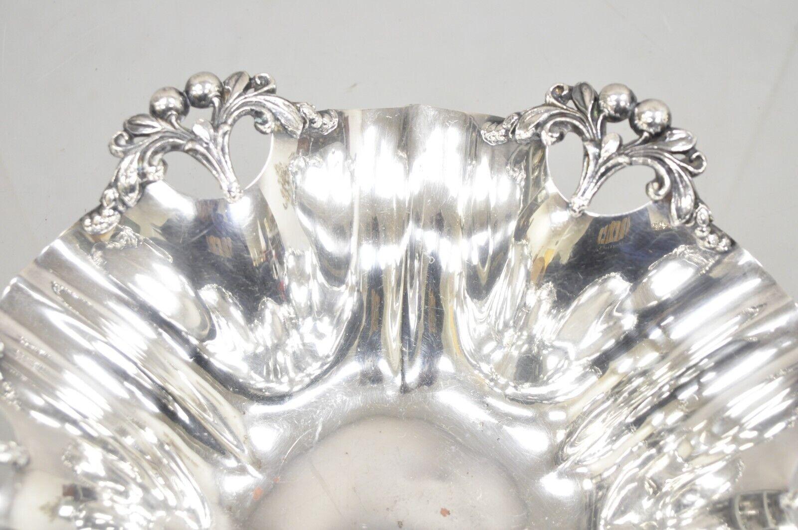 20th Century Vintage Victorian Silver Plated Handkerchief Candy Dish Fruit Bowl Berry Design For Sale