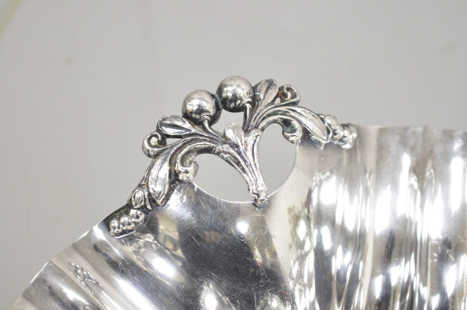 Vintage Victorian Silver Plated Handkerchief Candy Dish Fruit Bowl Berry Design For Sale 2