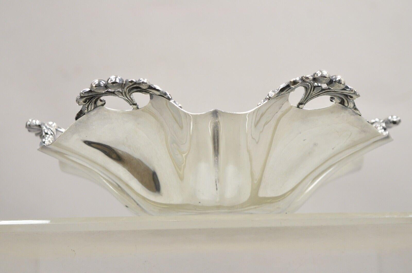 Vintage Victorian Silver Plated Handkerchief Candy Dish Fruit Bowl Berry Design For Sale 5