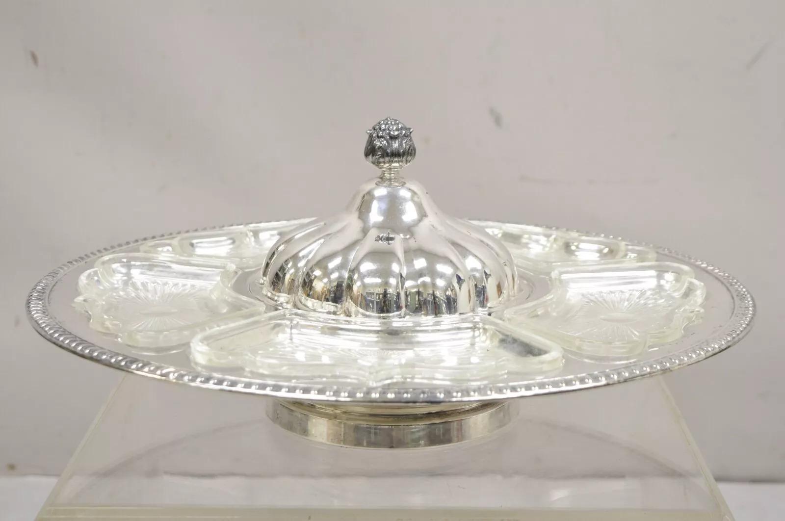 Viktorianisches versilbertes Lazy Susan Revolving Servierplatten-Tablett, Vintage im Angebot 5