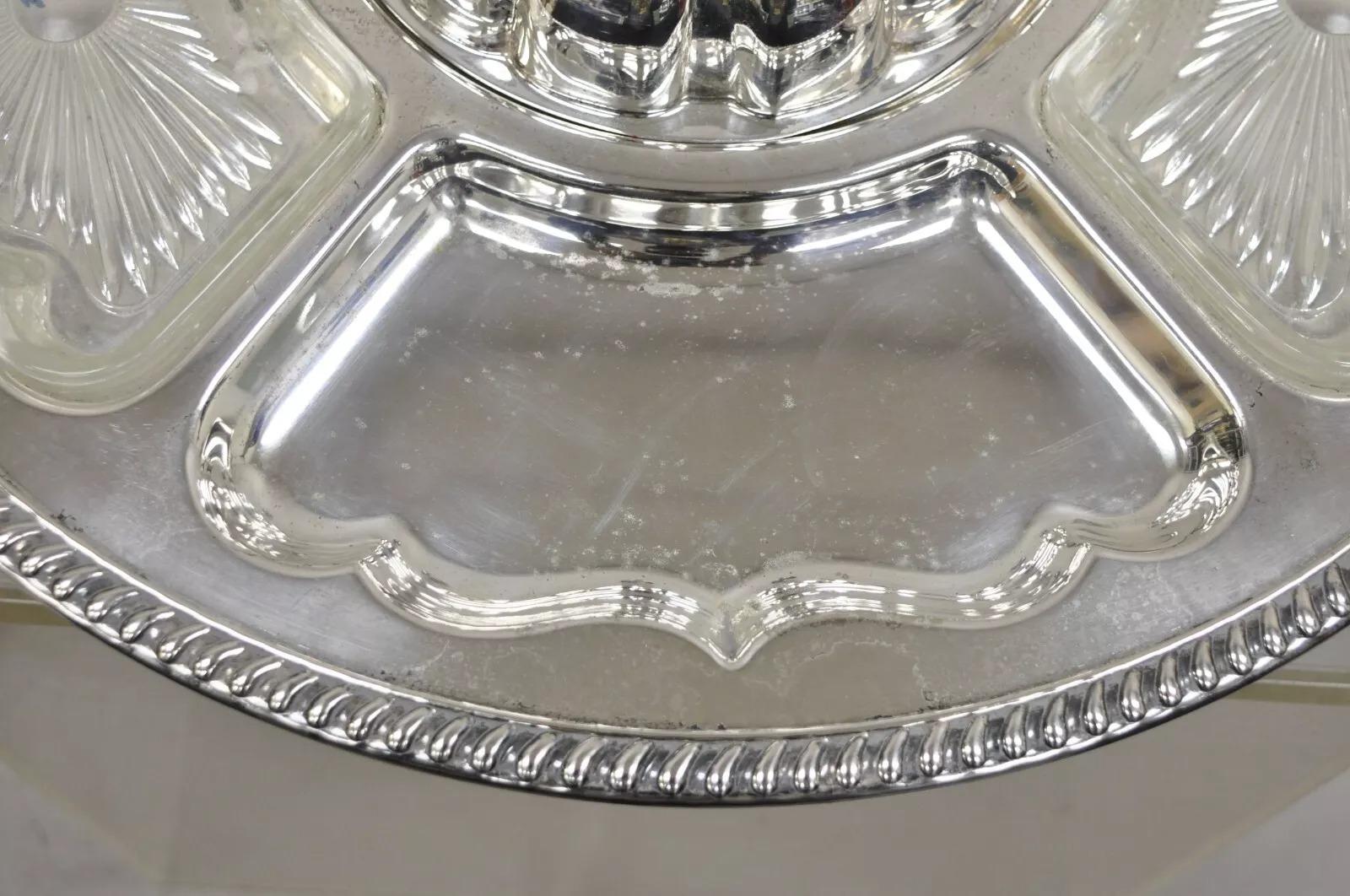 Viktorianisches versilbertes Lazy Susan Revolving Servierplatten-Tablett, Vintage im Angebot 2