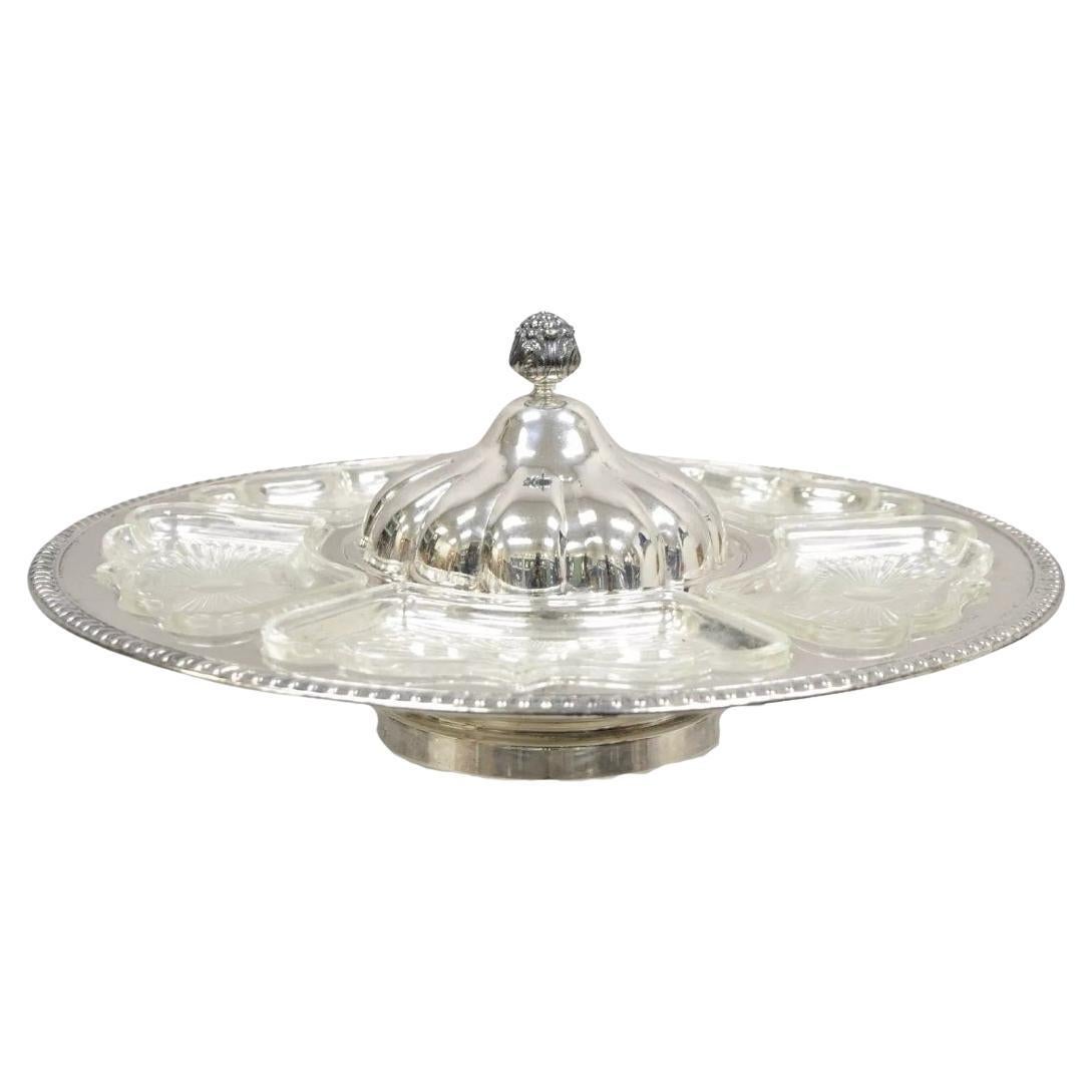Bandeja giratoria Lazy Susan de época victoriana bañada en plata